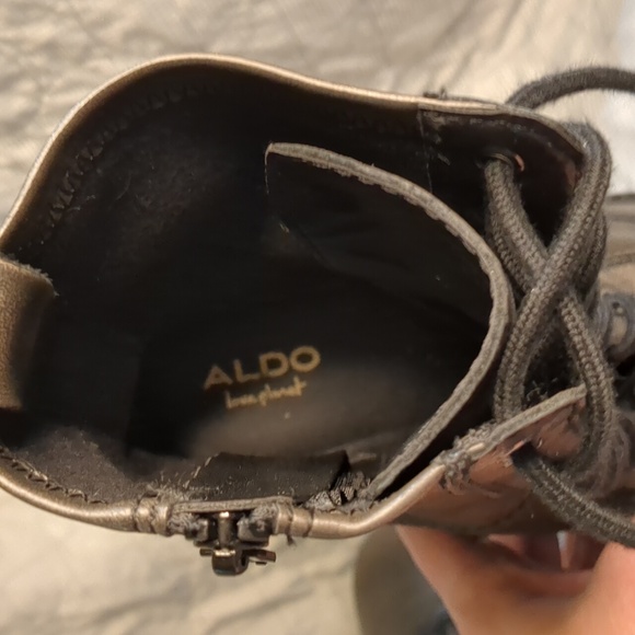 Aldo Metallic Brown Women's Combat Boots - Picture 3 of 16